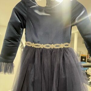 Elegant Navy Blue Dress with Tulle Skirt